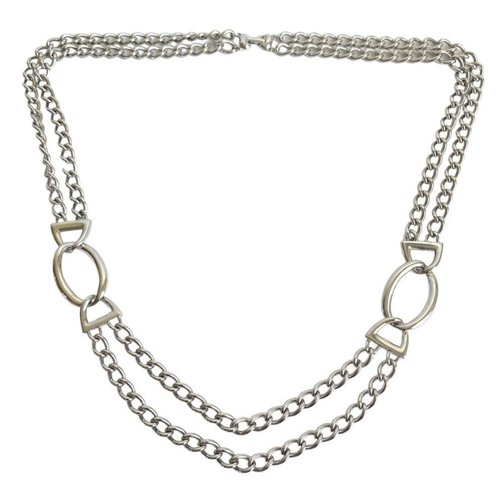 Napier Chunky‎ Link Chain Necklace Double Layer Silver Statement Mob Wife 30”